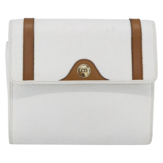Christian Dior Vintage CD Logo Shoulder Bag Leather, WHITE, LEATHER, Shoulder bag