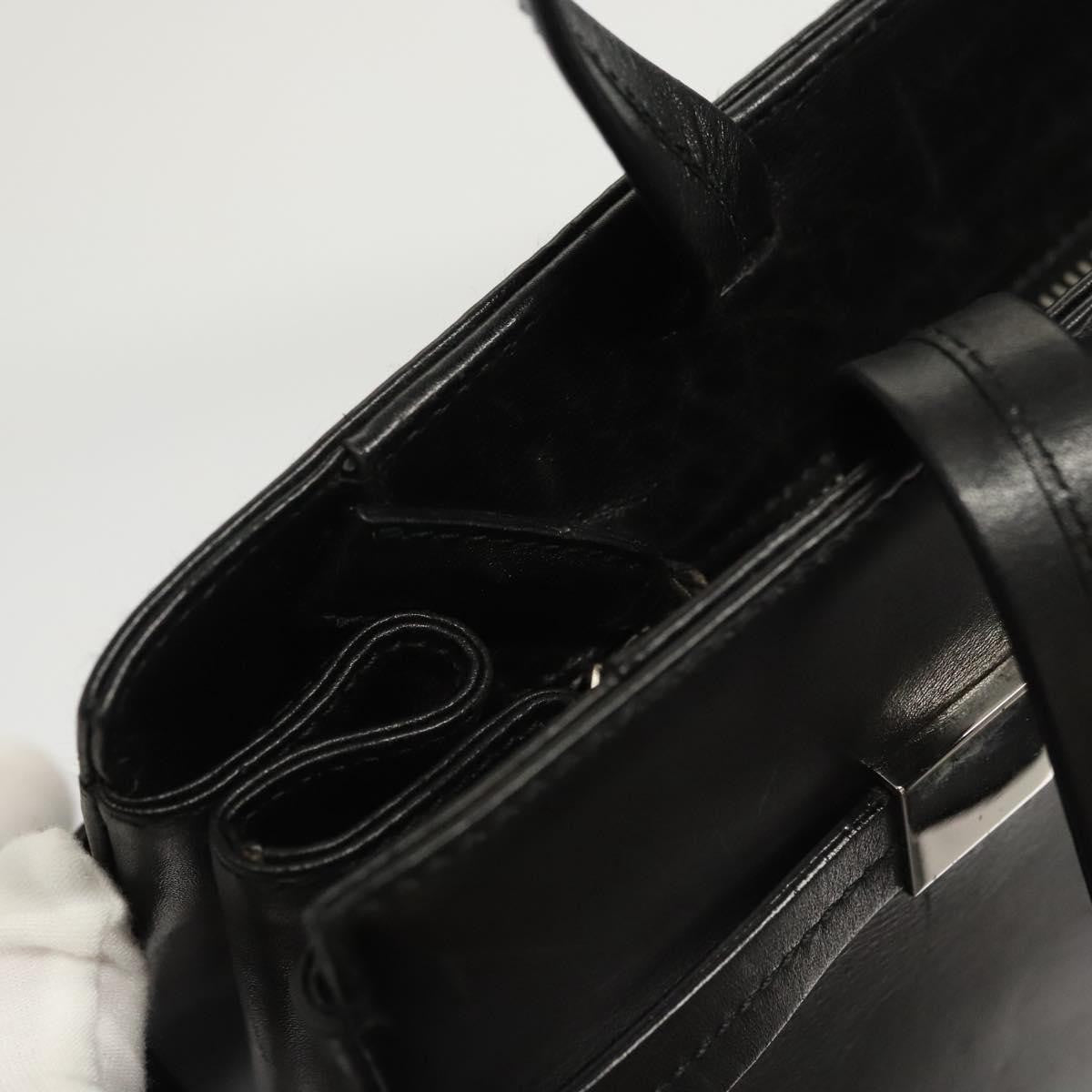 Salvatore Ferragamo Gancini handbag Leather, BLACK, LEATHER, Handbag