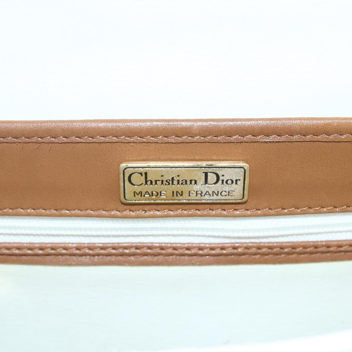 Christian Dior Vintage CD Logo Shoulder Bag Leather, WHITE, LEATHER, Shoulder bag