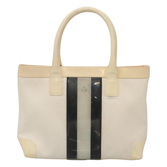 Gucci Sherry Line Tote Canvas, White, Canvas, Tote Bag