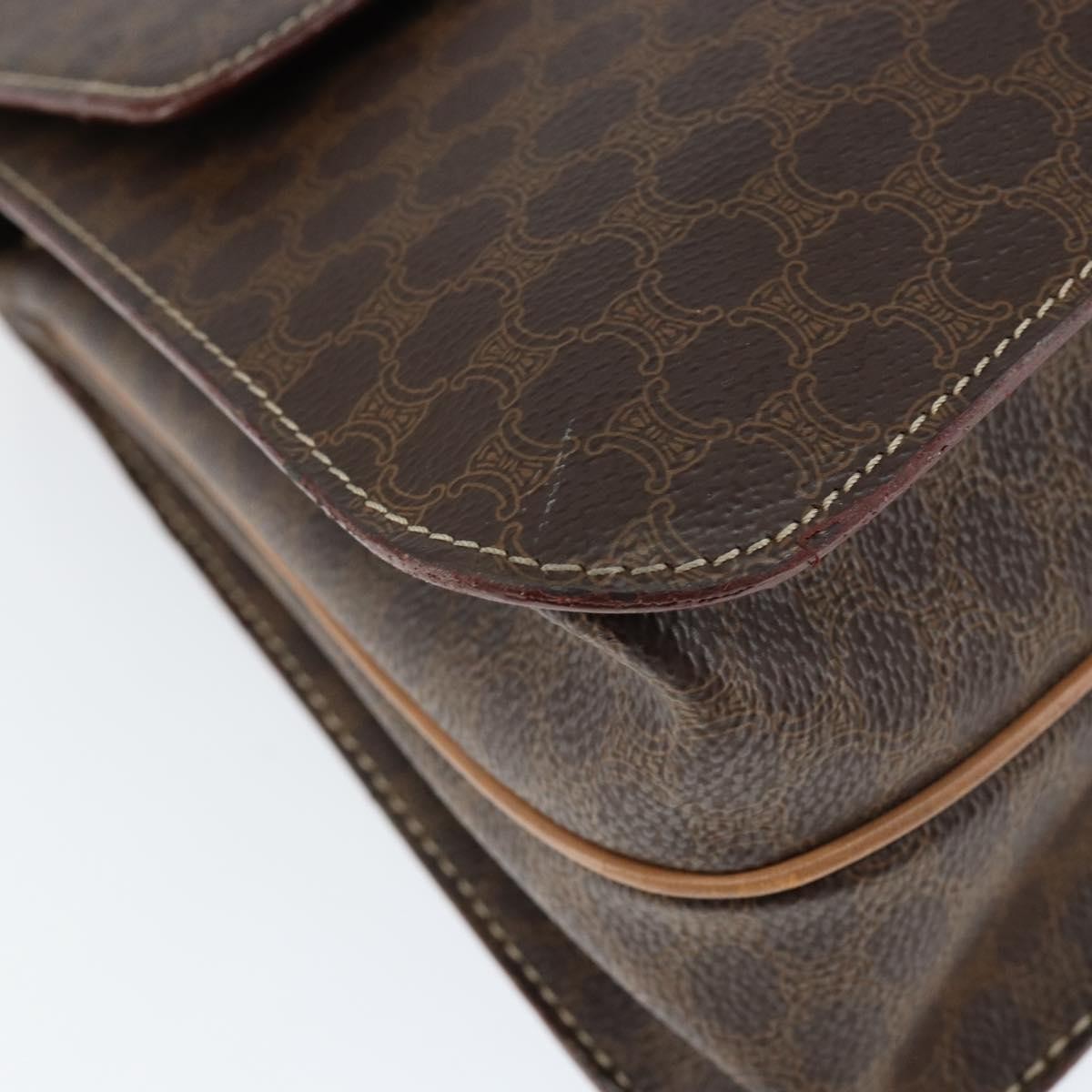 Celine Vintage Macadam Handbag Canvas, BROWN, PVC, Handbag