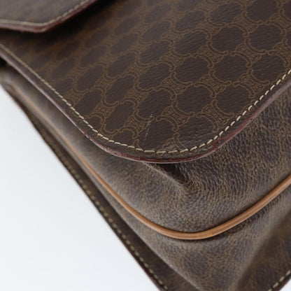 Celine Vintage Macadam Handbag Canvas, BROWN, PVC, Handbag