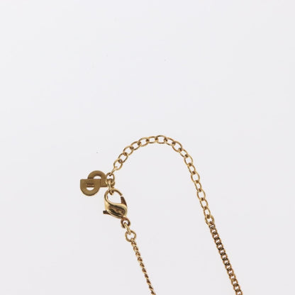 Christian Dior Vintage Logo Round Pendant Necklace Metal and Crystals, GOLD, METAL, Necklace