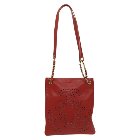 Chanel Triple CC Chain Shoulder Bag Caviar Leather, RED, LEATHER, Shoulder bag