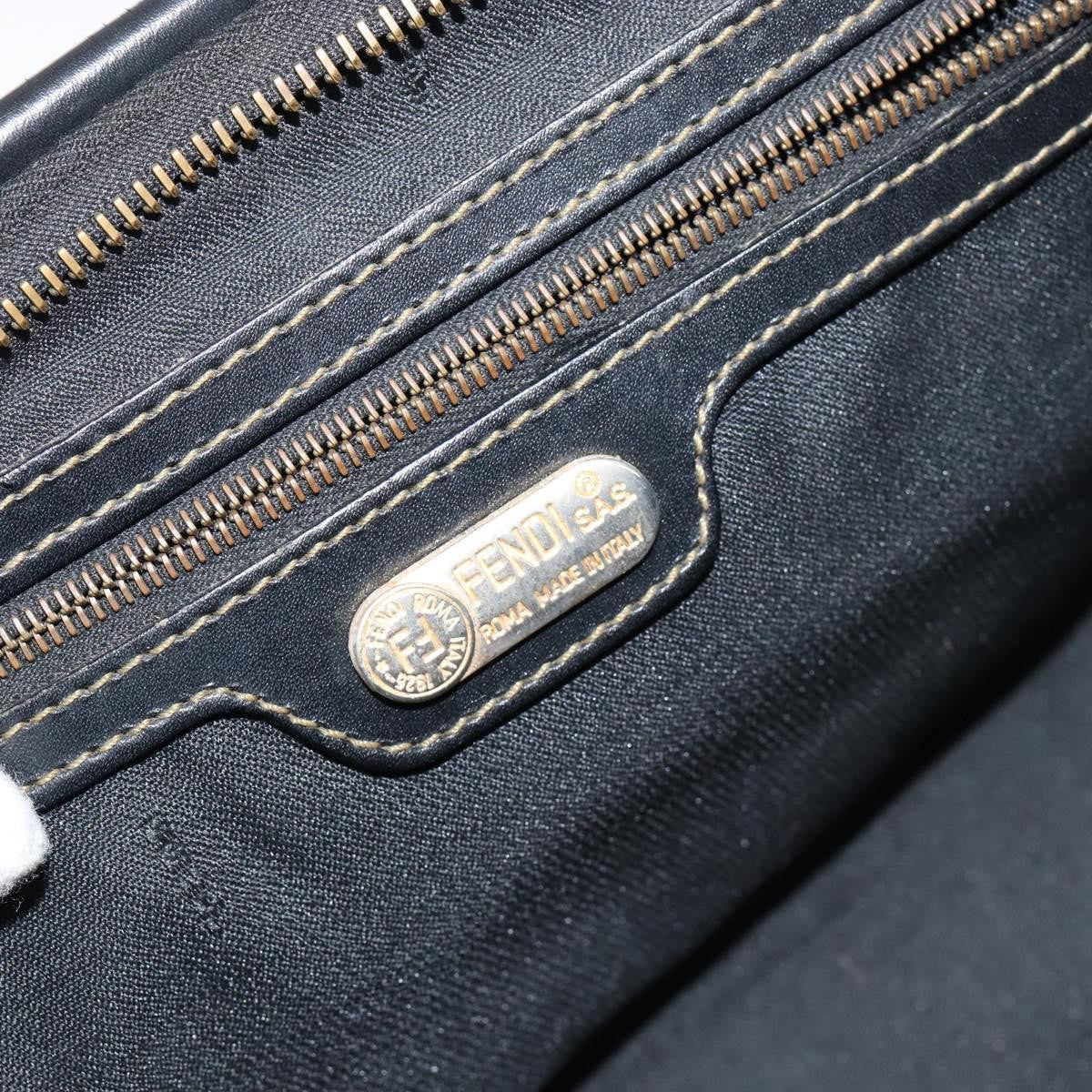 Fendi Vintage Pequin Boston Bag Coated Canvas, BLACK, CANVAS, Handbag