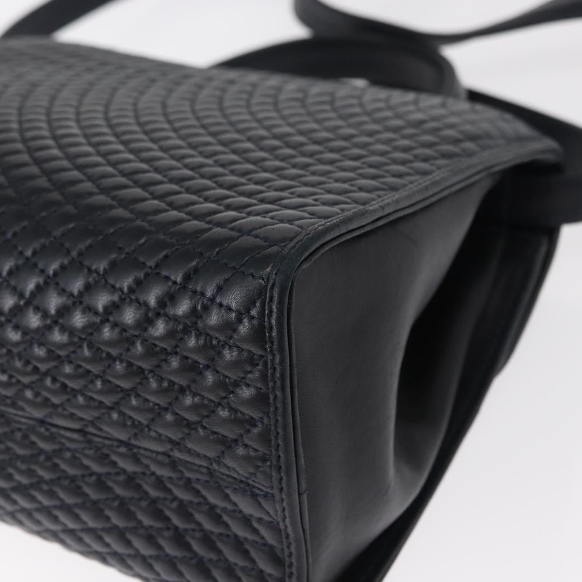 Bally Vintage Handbag Quilted Leather, NAVY, LEATHER, Handbag