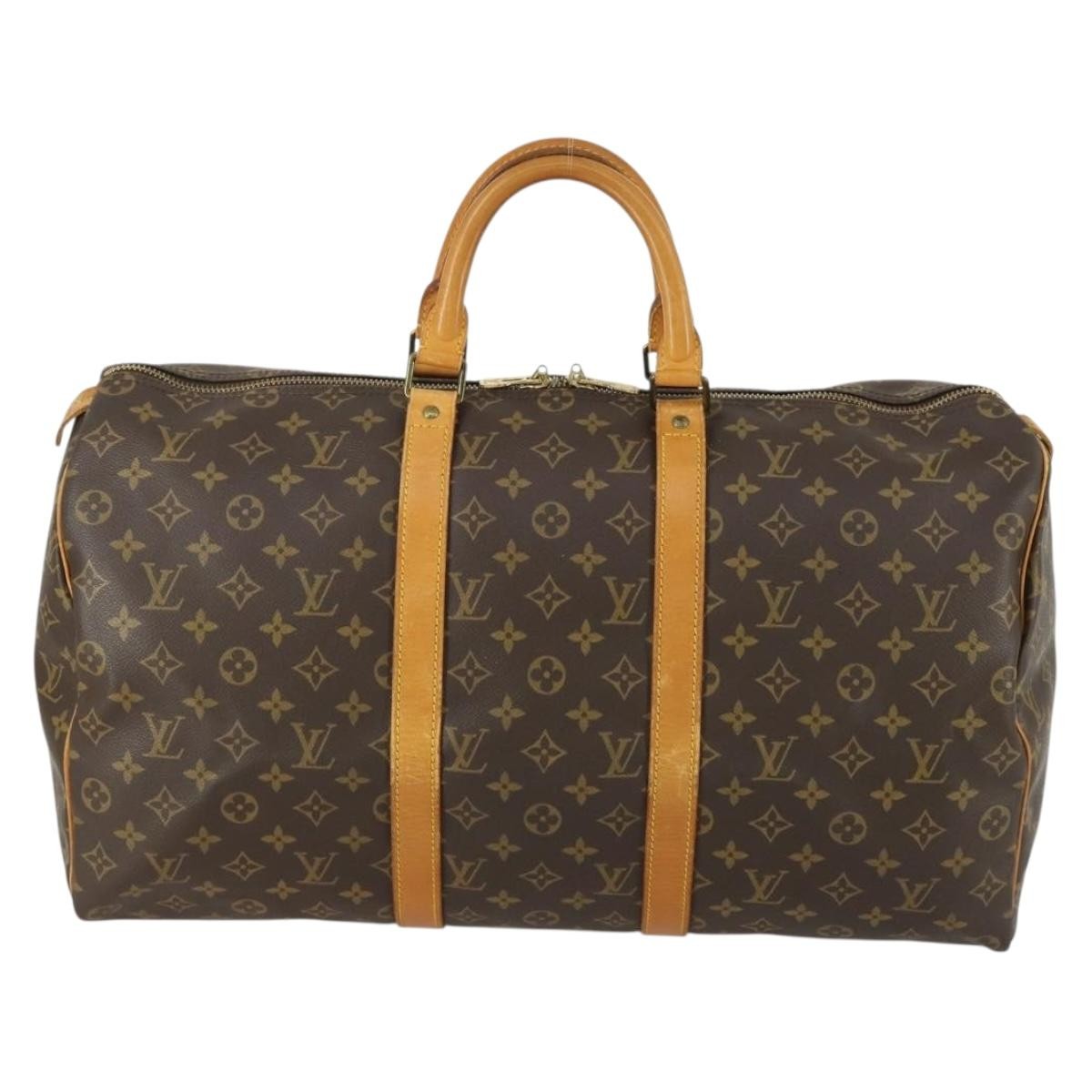Louis Vuitton Keepall Bag Monogram Canvas, BROWN, CANVAS, Travel bag
