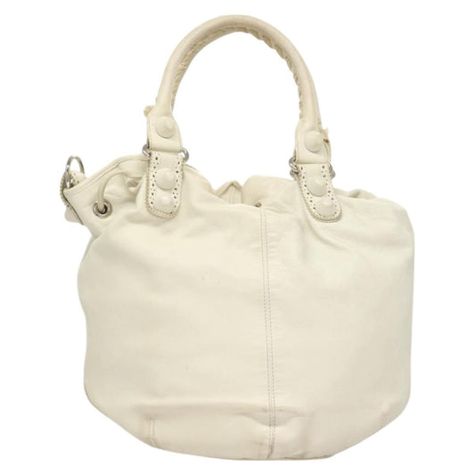 Balenciaga Pom Pon Giant Studs Bag Leather, WHITE, LEATHER, Handbag