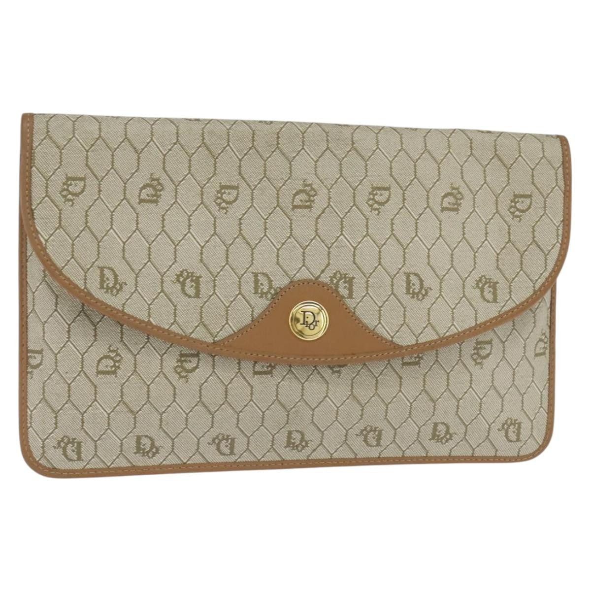 Christian Dior Vintage honeycomb clutch Canvas, BEIGE, CANVAS, Clutche & pouche