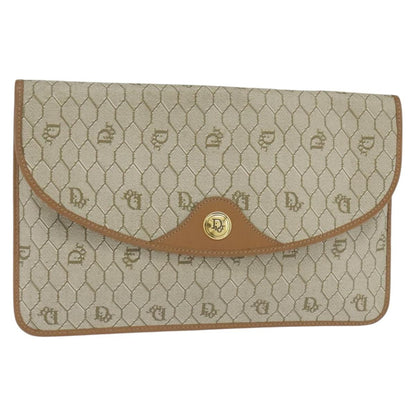 Christian Dior Vintage honeycomb clutch Canvas, BEIGE, CANVAS, Clutche & pouche