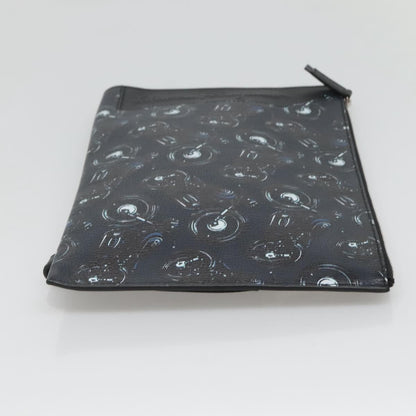 Salvatore Ferragamo Zip Pouch Motorcycle Print Leather, BLACK, LEATHER, Clutche & pouche