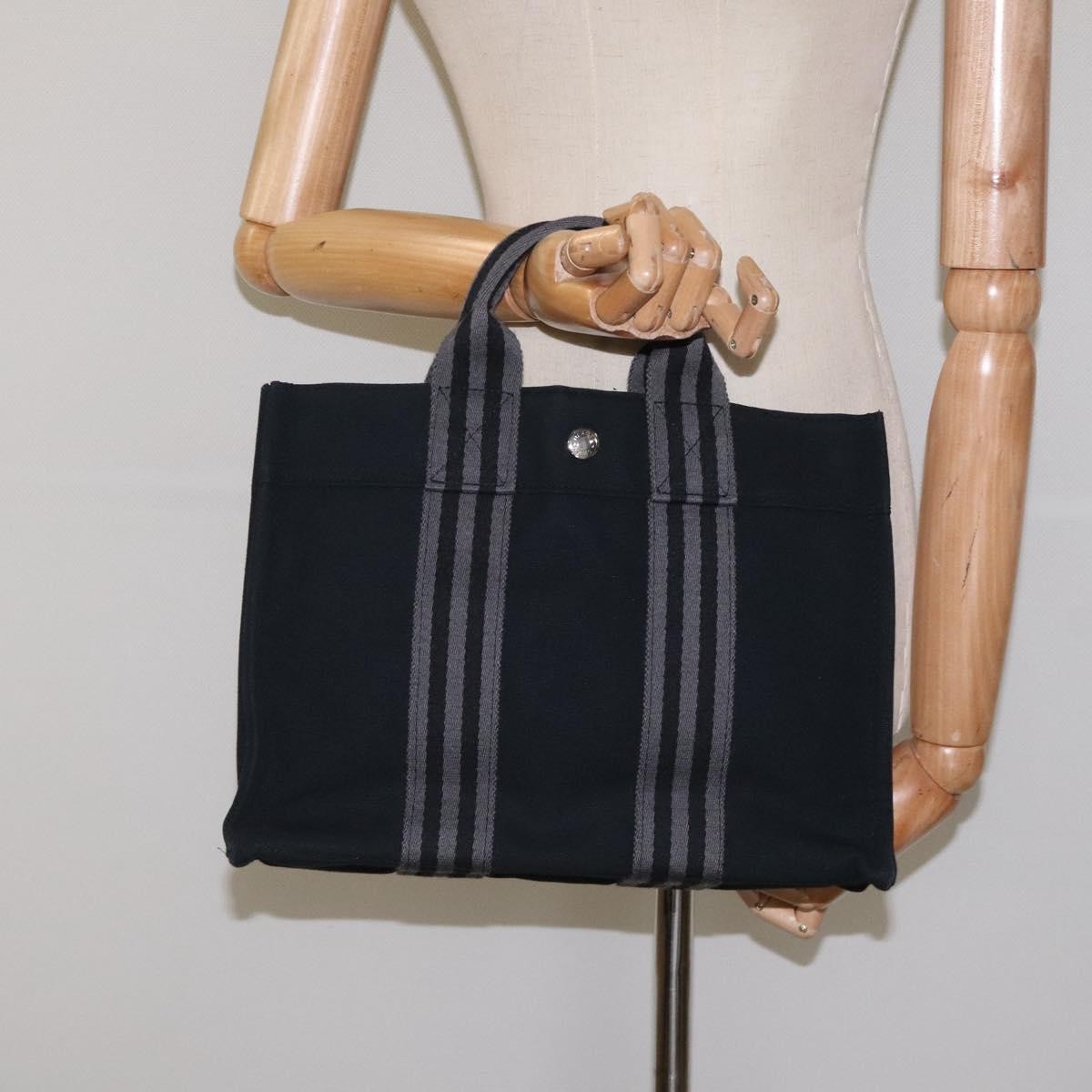 Hermes Fourre Tout Tote Canvas, BLACK, CANVAS, Tote bag