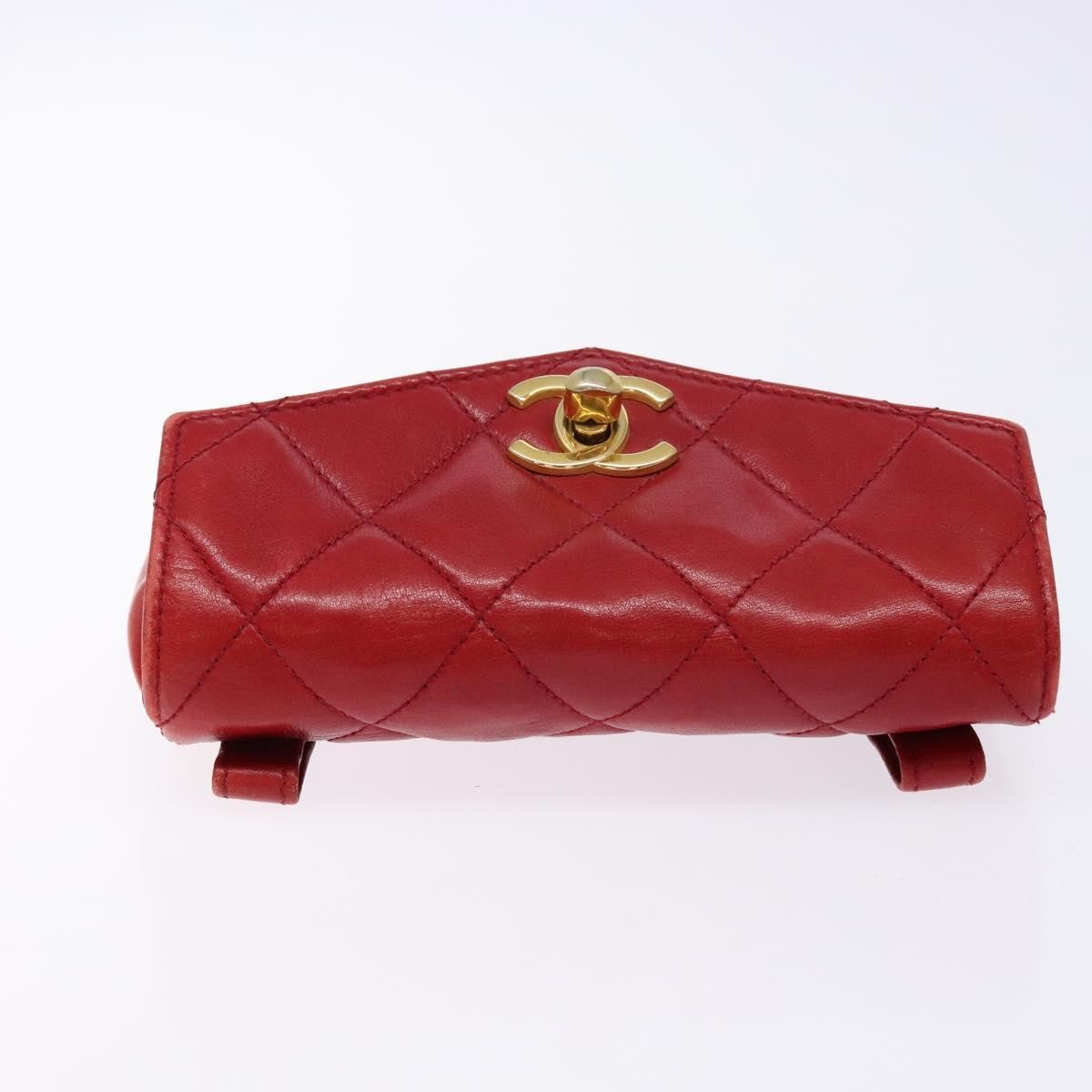 Chanel Vintage CC Flap Waist Bag Quilted Leather, RED, LEATHER, Clutche & pouche