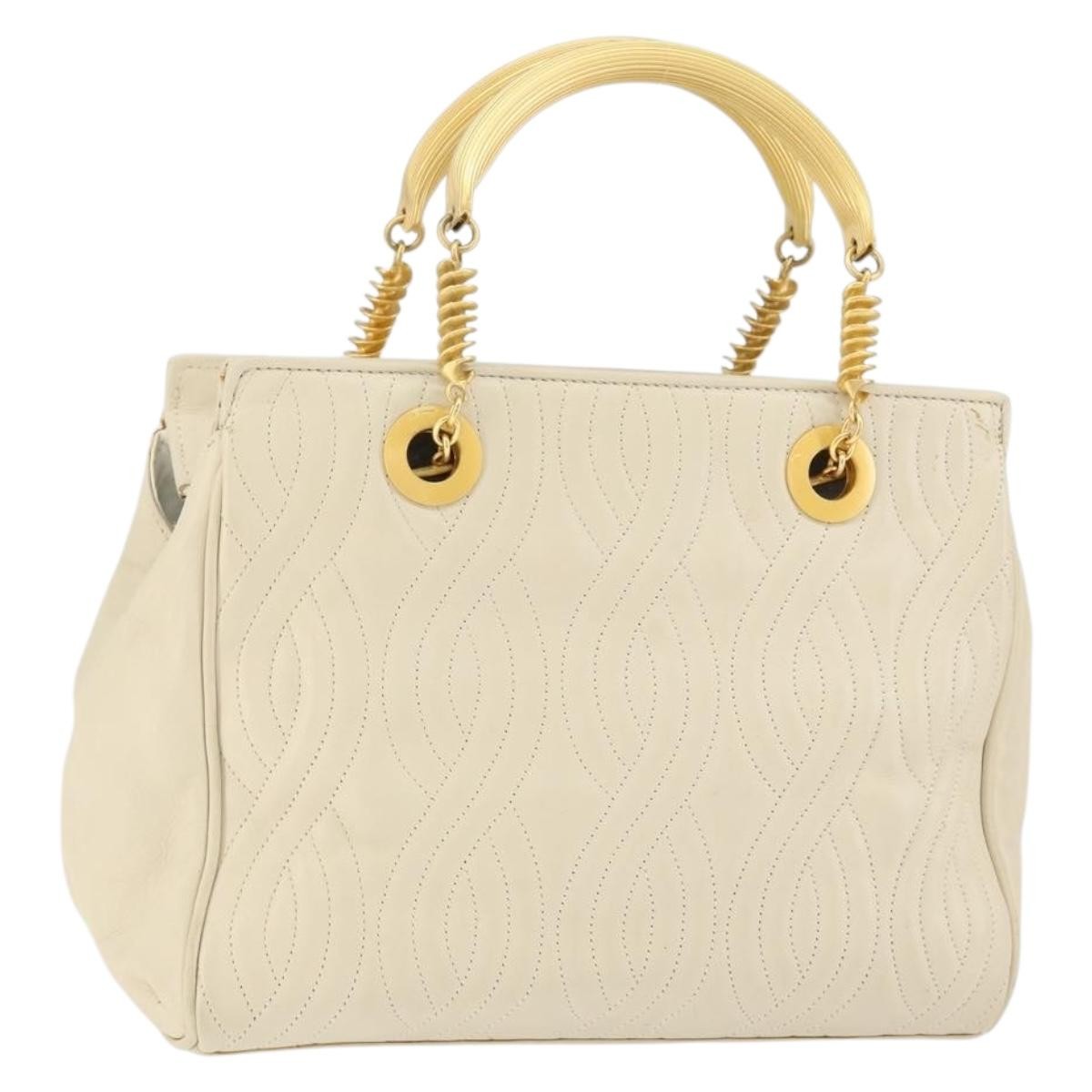 Fendi Wave Stitch Handbag Leather, BEIGE, LEATHER, Handbag