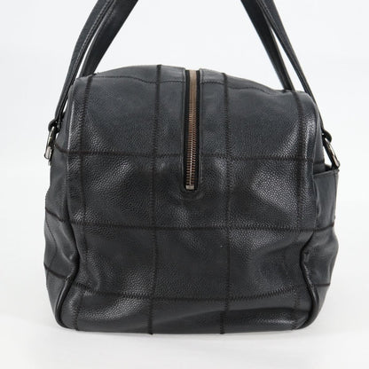 Chanel Square Stitch Shoulder Bag Quilted Caviar, BLACK, LEATHER, Shoulder bag