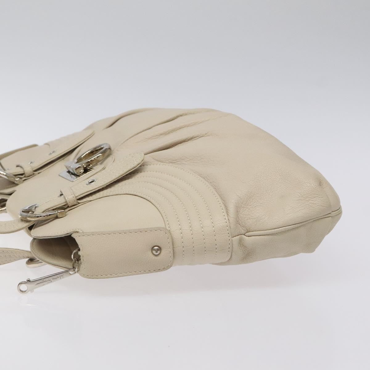 Salvatore Ferragamo Gancini handbag Leather, WHITE, LEATHER, Handbag