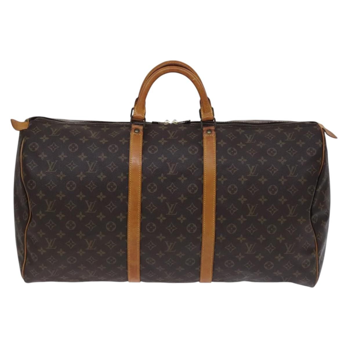 Louis Vuitton Keepall Bag Monogram Canvas, BROWN, CANVAS, Travel bag