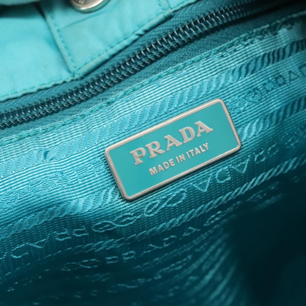 Prada Zip Top Messenger Bag Tessuto, TURQUOISE, NYLON, Shoulder bag