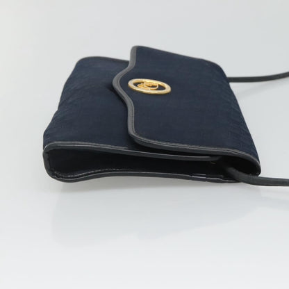 Christian Dior Vintage Trotter Flap Shoulder Bag Canvas, NAVY, CANVAS, Shoulder bag