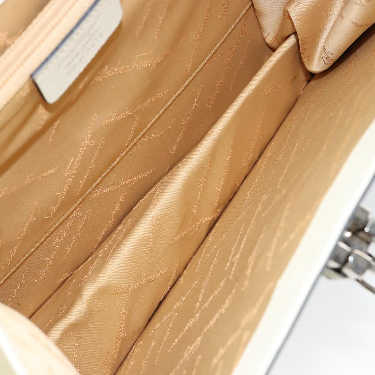 Salvatore Ferragamo Double Gancini Top Handle Bag Saffiano Leather, WHITE, LEATHER, Handbag