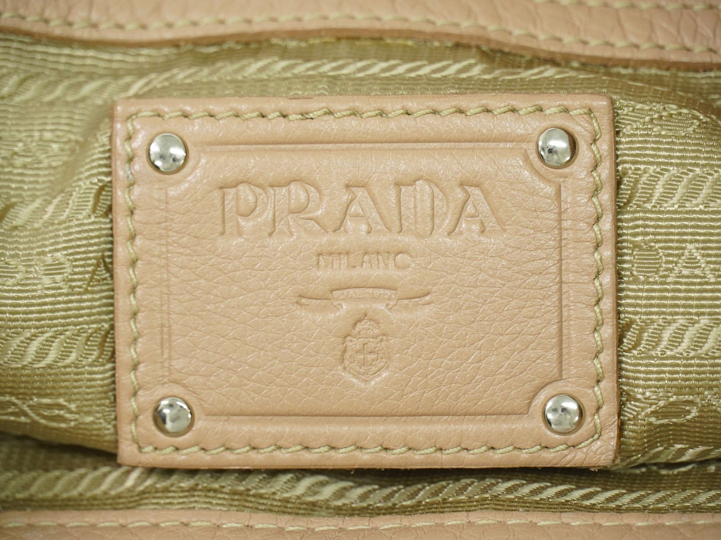 Prada Shopping Tote Vitello Daino, BEIGE, LEATHER, Tote bag