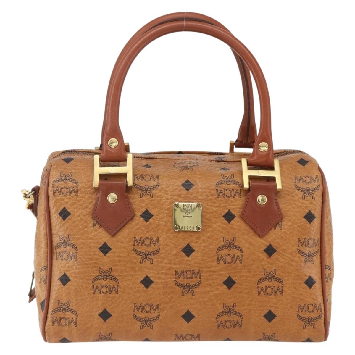 MCM Visetos logogramme Handbag Canvas and Leather, BROWN, CANVAS, Handbag