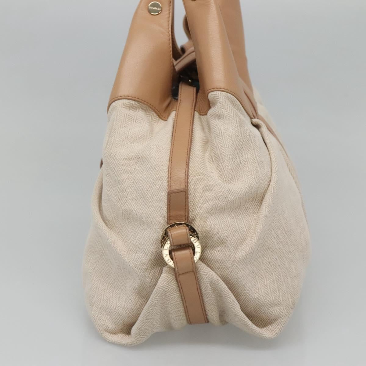 Bvlgari Chandra Hobo Canvas and Leather, BEIGE, CANVAS, Shoulder bag