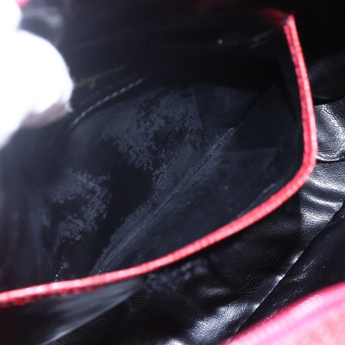 Salvatore Ferragamo Vala Shoulder Bag Embossed Leather, RED, LEATHER, Shoulder bag