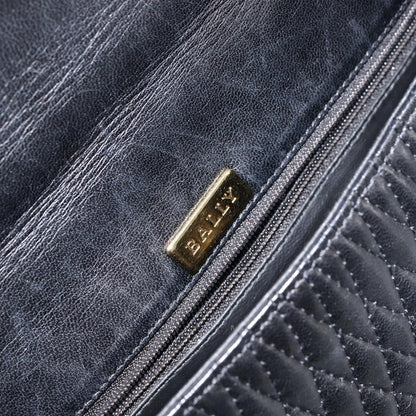 Bally Vintage Flap Handbag Quilted Leather, BLACK, LEATHER, Handbag