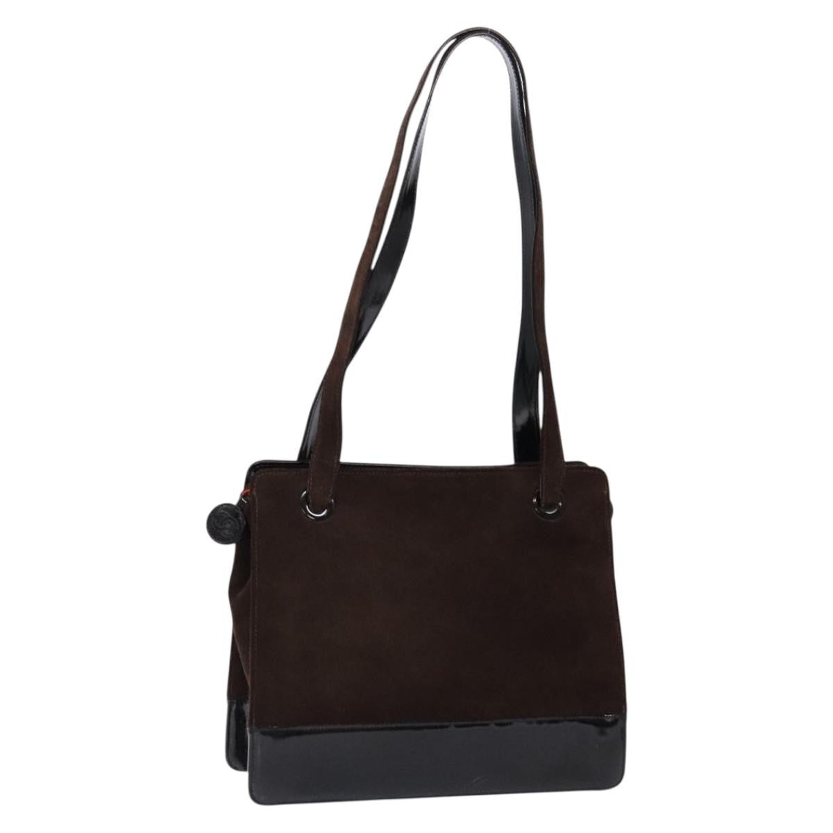 Chanel Vintage Logo Tote Suede, BROWN, SUEDE, Tote bag