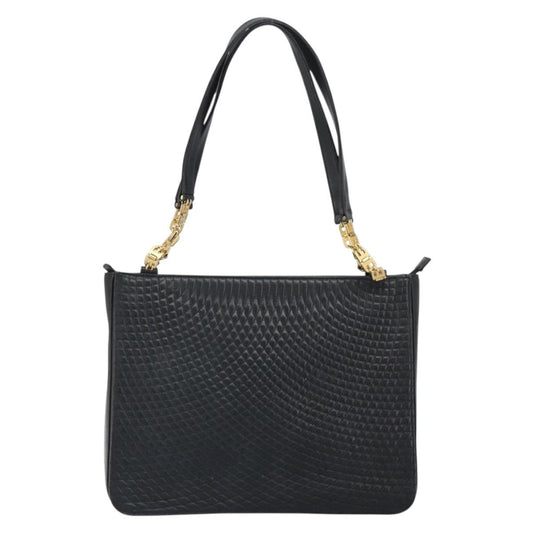 Bally Vintage Tote Bag Quilted Leather, Black, Leather, Tote Bag