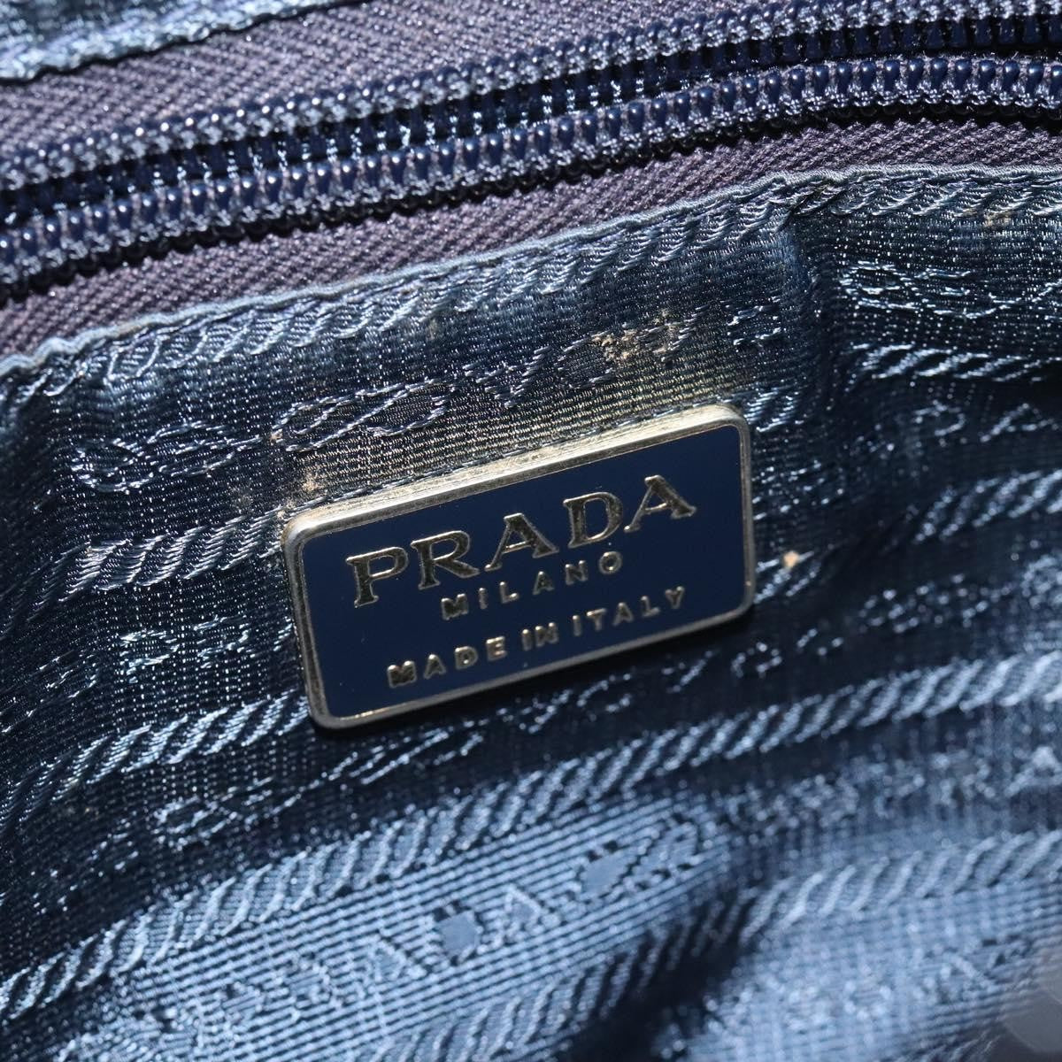 Prada Metal Handles Tote Tessuto, NAVY, NYLON, Handbag
