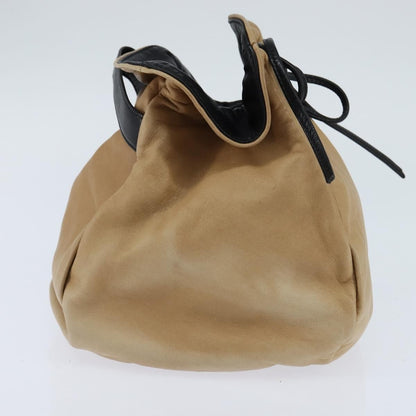 Chanel Vintage Drawstring Pouch Leather, BEIGE, LEATHER, Clutche & pouche