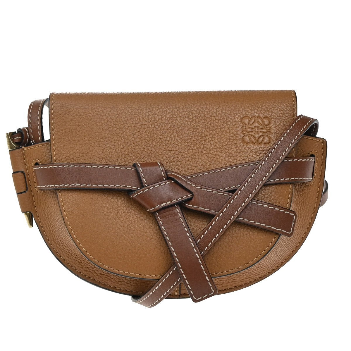 Loewe Gate Shoulder Bag Leather, BROWN, LEATHER, Shoulder bag