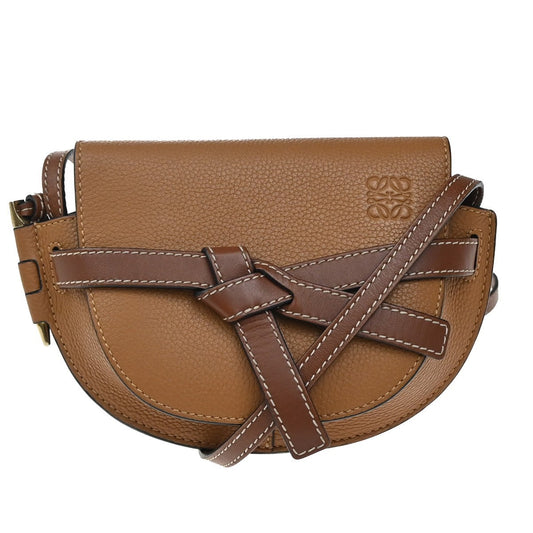 Loewe Gate Shoulder Bag Leather, BROWN, LEATHER, Shoulder bag