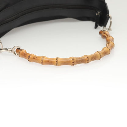 Gucci Vintage Bamboo Handle Bag Nylon, BLACK, NYLON, Handbag