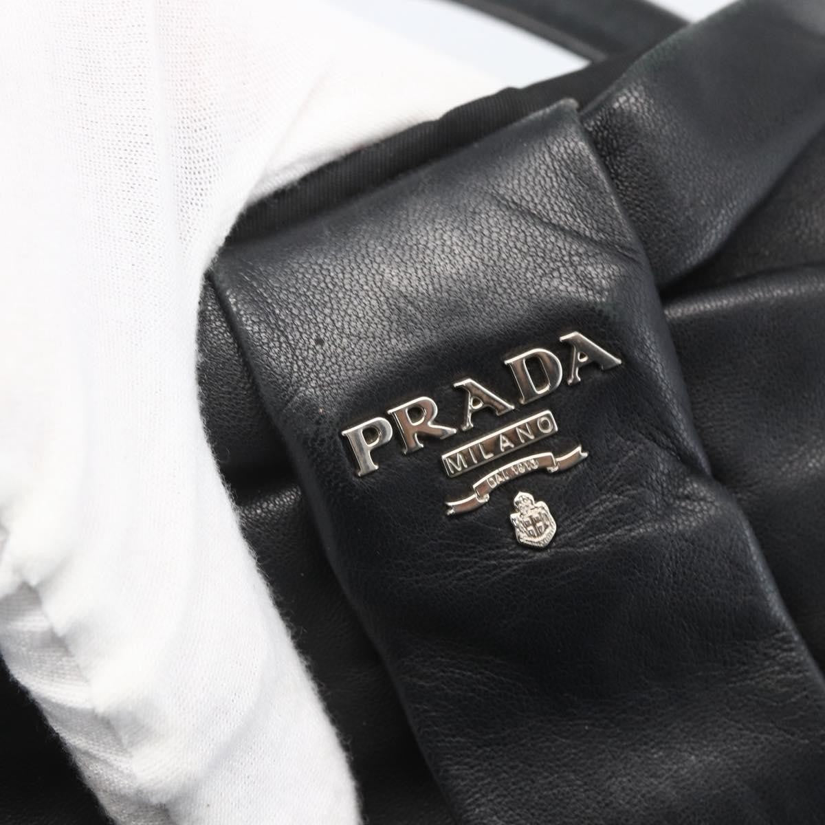 Prada Bow Tote Tessuto with Leather, BLACK, NYLON, Handbag
