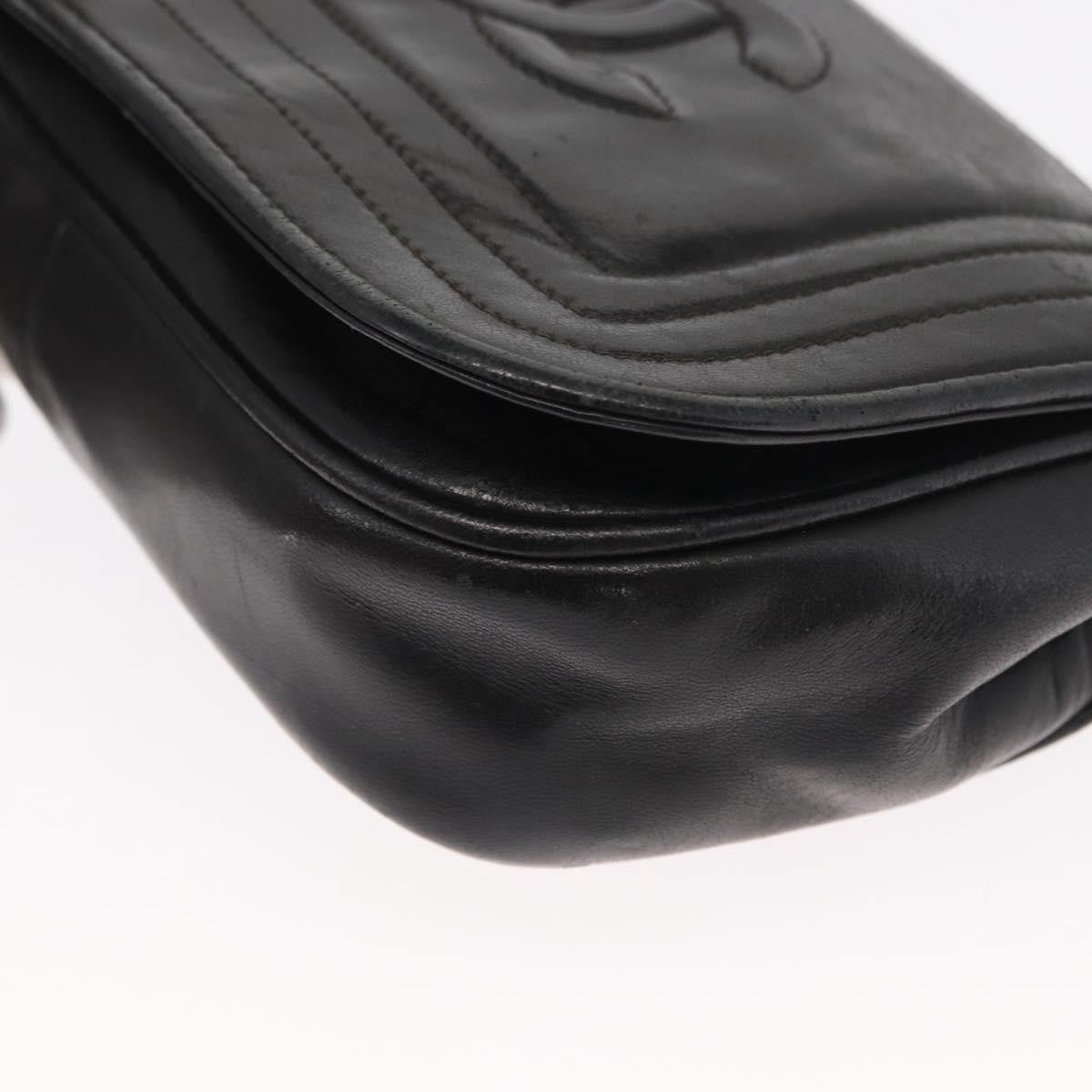 Chanel Vintage CC Stitch Flap Bag Leather, BLACK, LEATHER, Shoulder bag