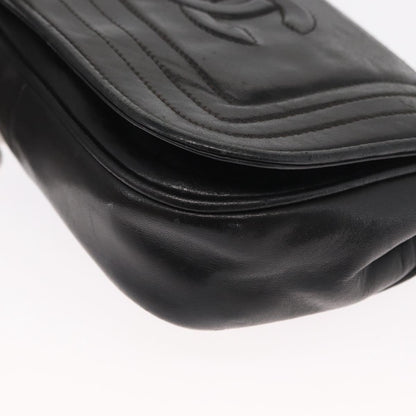 Chanel Vintage CC Stitch Flap Bag Leather, BLACK, LEATHER, Shoulder bag