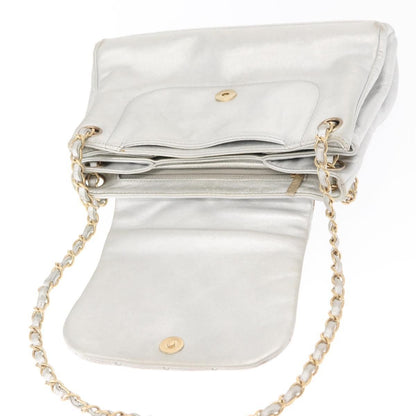 Chanel Mademoiselle Lock Accordion Flap Bag Quilted Lambskin, SILVER, LEATHER, Shoulder bag