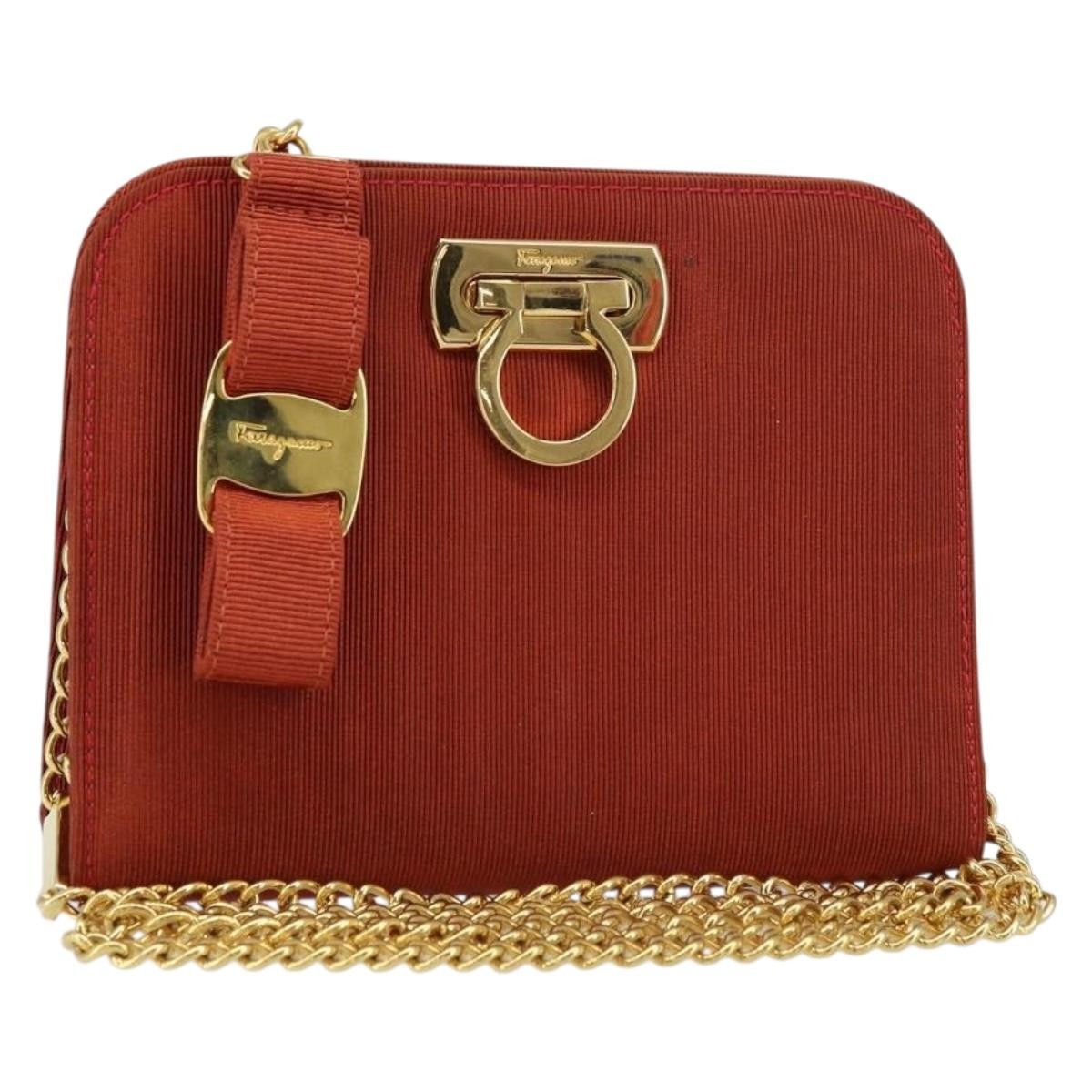 Salvatore Ferragamo Vintage Gancini Chain Shoulder Bag Nylon, RED, NYLON, Shoulder bag