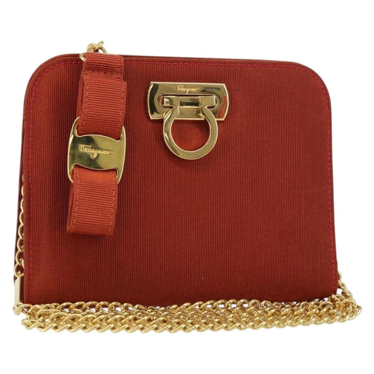Salvatore Ferragamo Vintage Gancini Chain Shoulder Bag Nylon, RED, NYLON, Shoulder bag