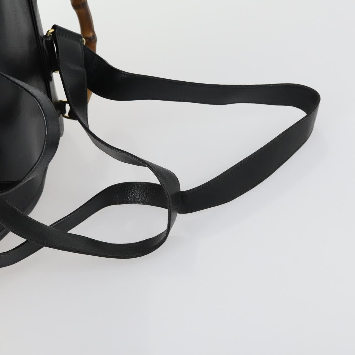 Gucci Vintage Bamboo Backpack Leather, BLACK, LEATHER, Backpack