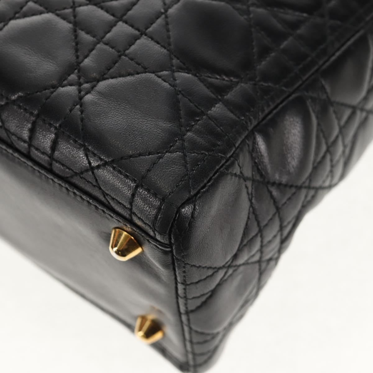 Christian Dior Vintage Lady Dior Bag Cannage Quilt Lambskin, BLACK, LEATHER, Handbag