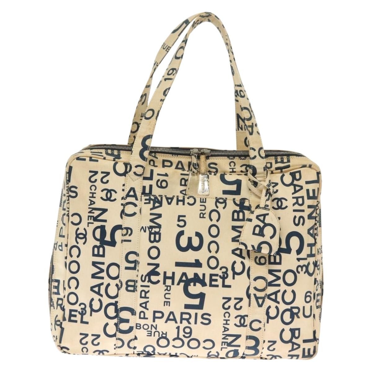 Chanel Cambon Canvas, WHITE, CANVAS, Handbag