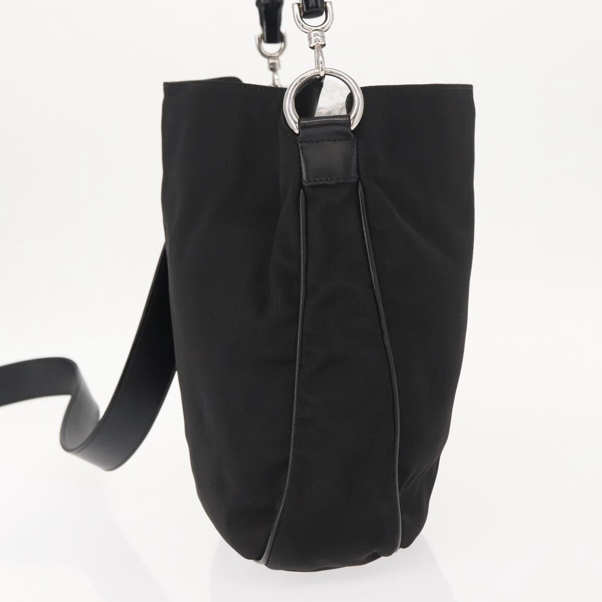 Gucci Vintage Bamboo Handle Bag Nylon, Black, Nylon, Handbag
