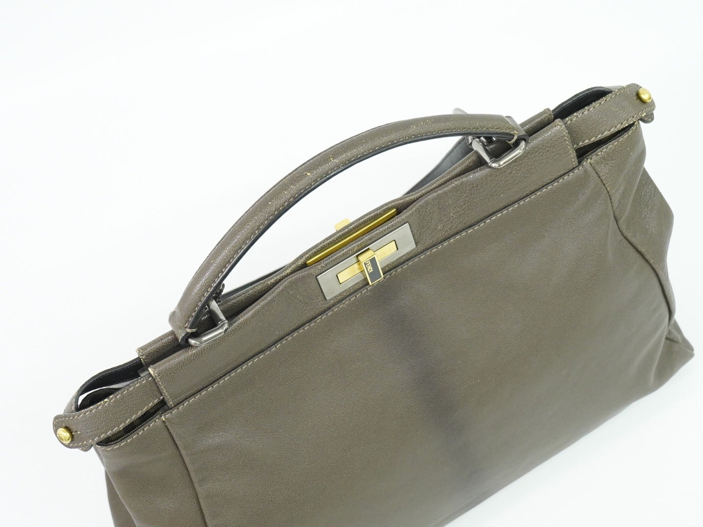 Fendi Peekaboo Bag Leather, GRAY, LEATHER, Handbag