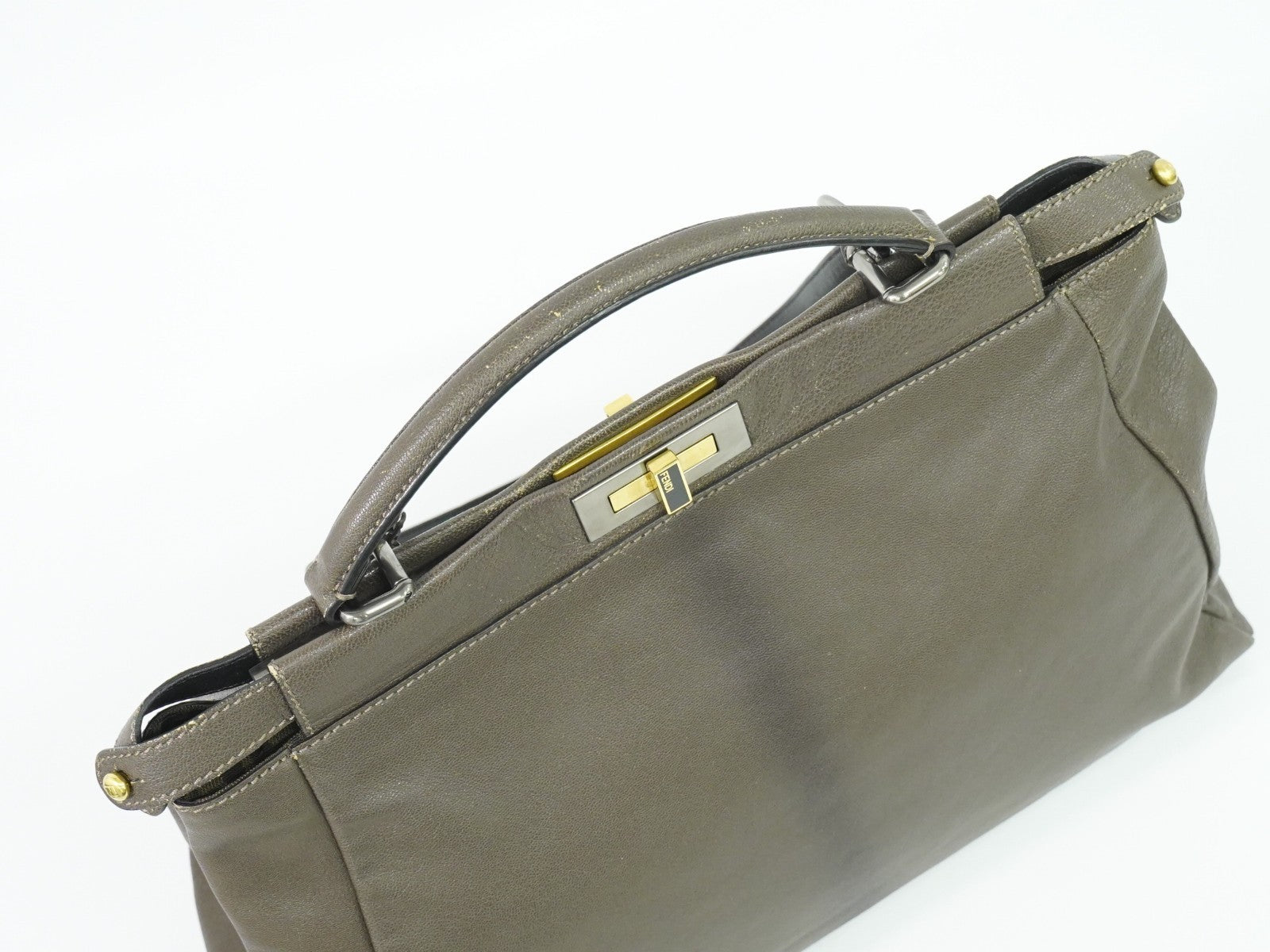 Fendi Peekaboo Bag Leather, GRAY, LEATHER, Handbag