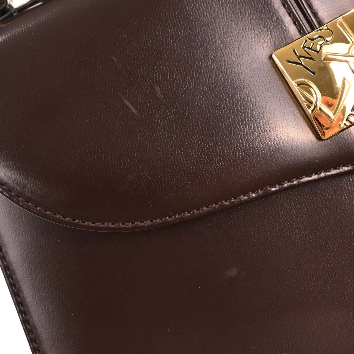 Saint Laurent Vintage Handbag Leather, BROWN, LEATHER, Handbag