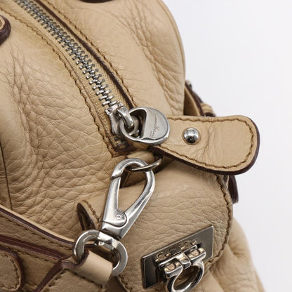 Salvatore Ferragamo Gancini handbag Leather, BEIGE, LEATHER, Shoulder bag